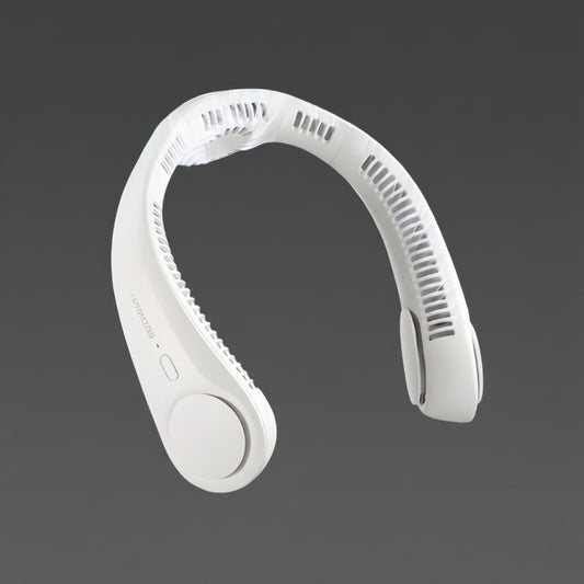 White neck massager on a dark gray background