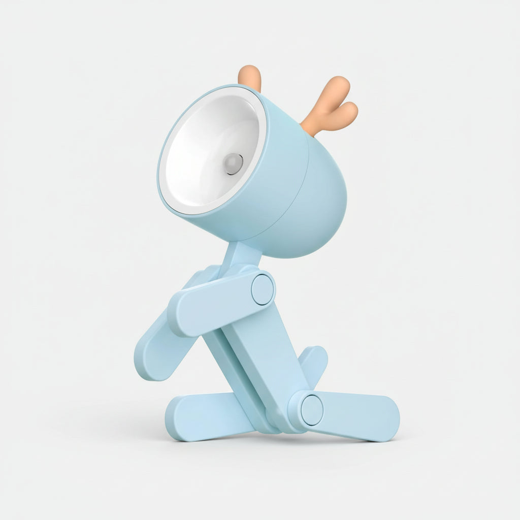 Light blue phone holder with deer design on a white background