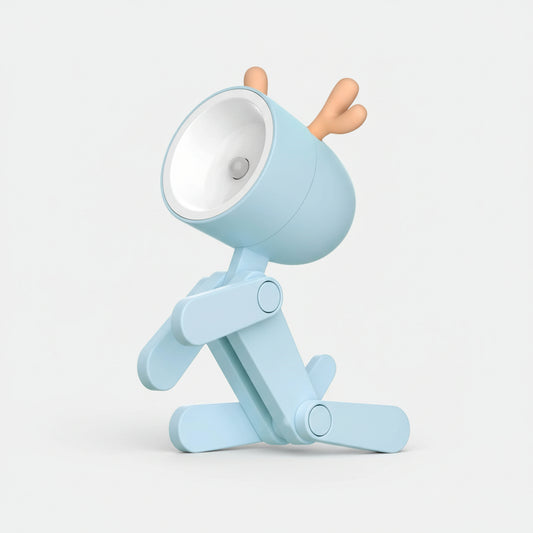 Light blue phone holder with deer design on a white background