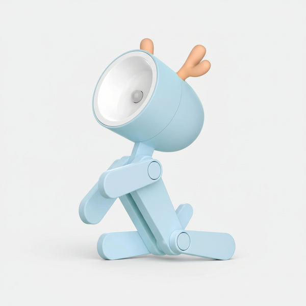 Light blue phone holder with deer design on a white background